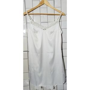AVIDLOVE White Satin Like Short Chemise Sleepwear Nightgown  with Lace Detail Ad